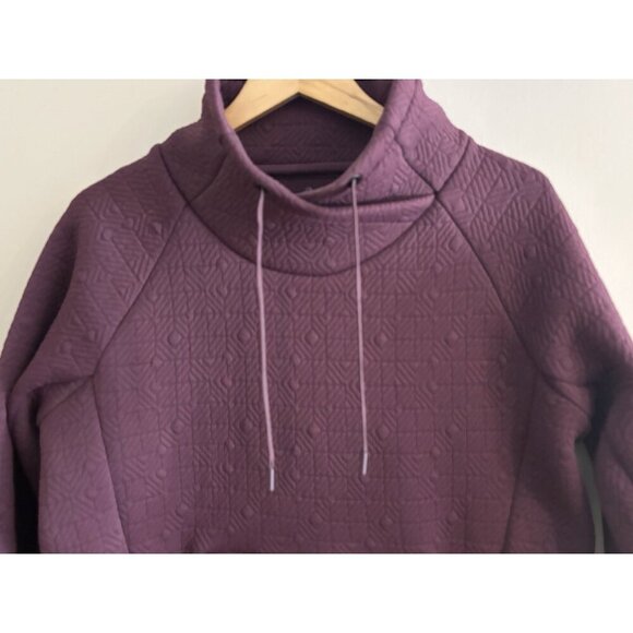 Athleta Jacquard Elevation Geometric purple Quilted Pullover Sweater Womens sz M - Picture 2 of 13